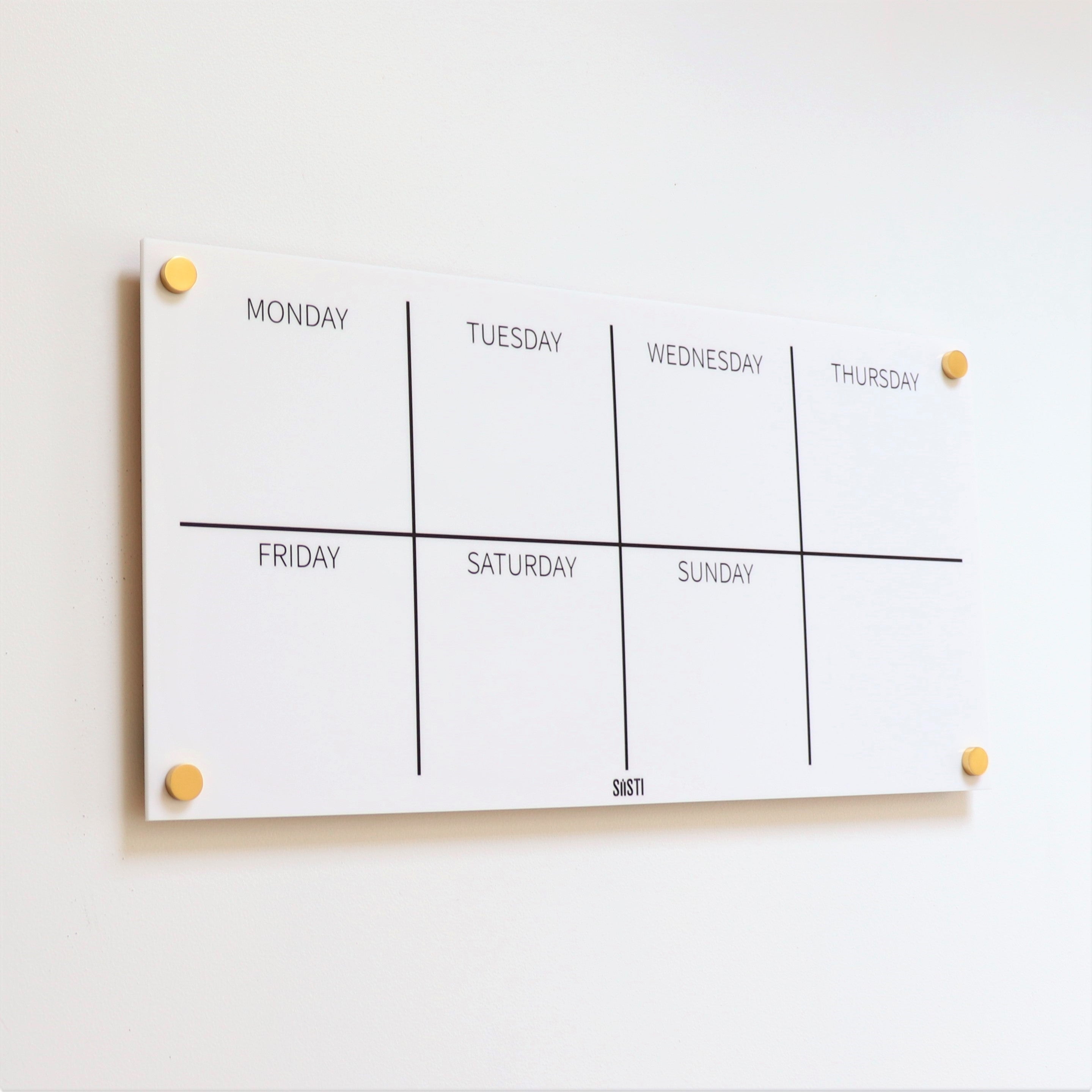 Landscape Weekly Wall Planner - WHITE | Siisti Planners and Organisers