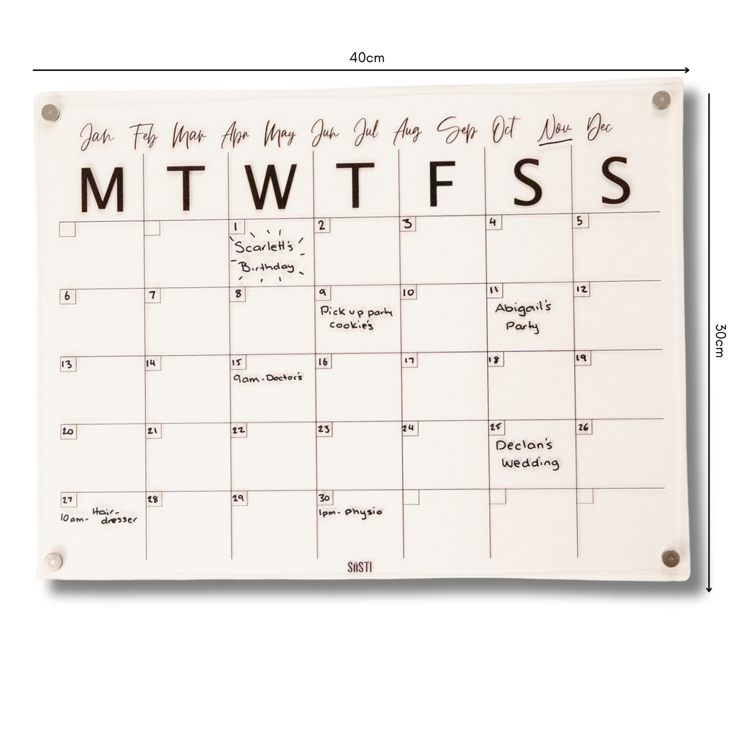 Acrylic | Magnetic | Landscape | Monthly Planner | CLEAR