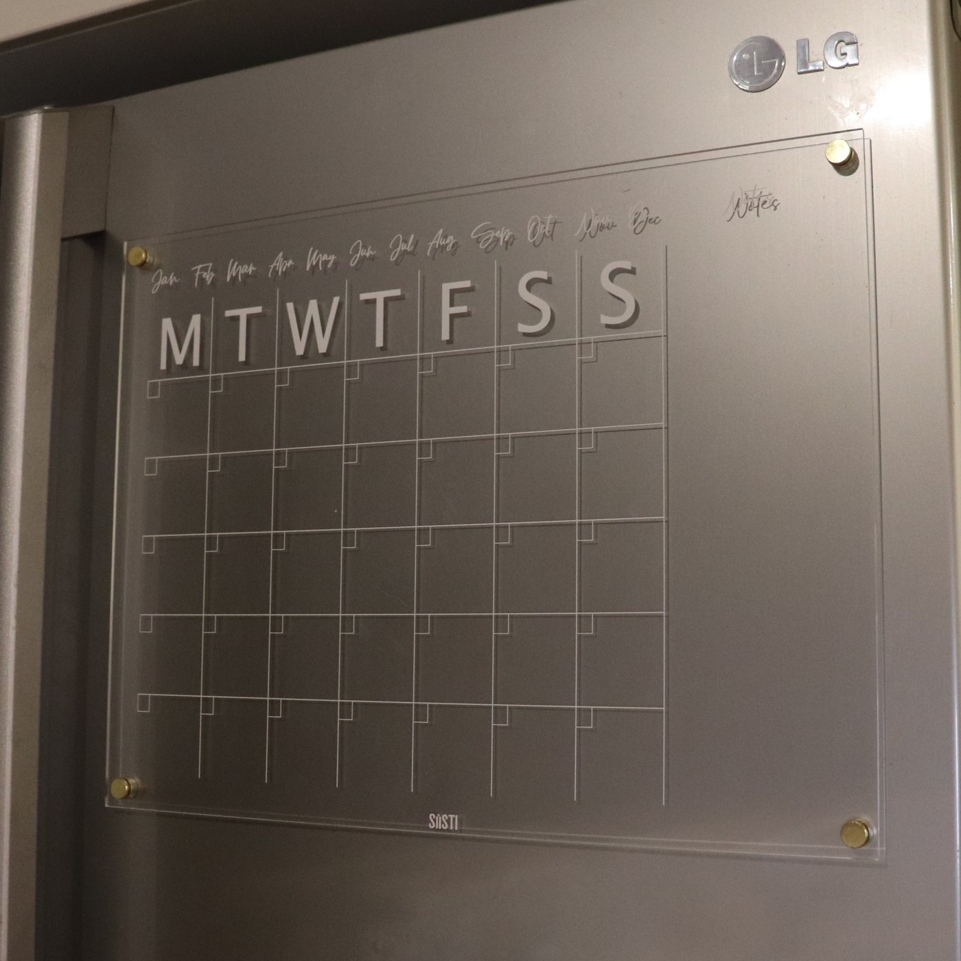 Acrylic | Magnetic | Landscape | Monthly Planner with Notes Section | CLEAR