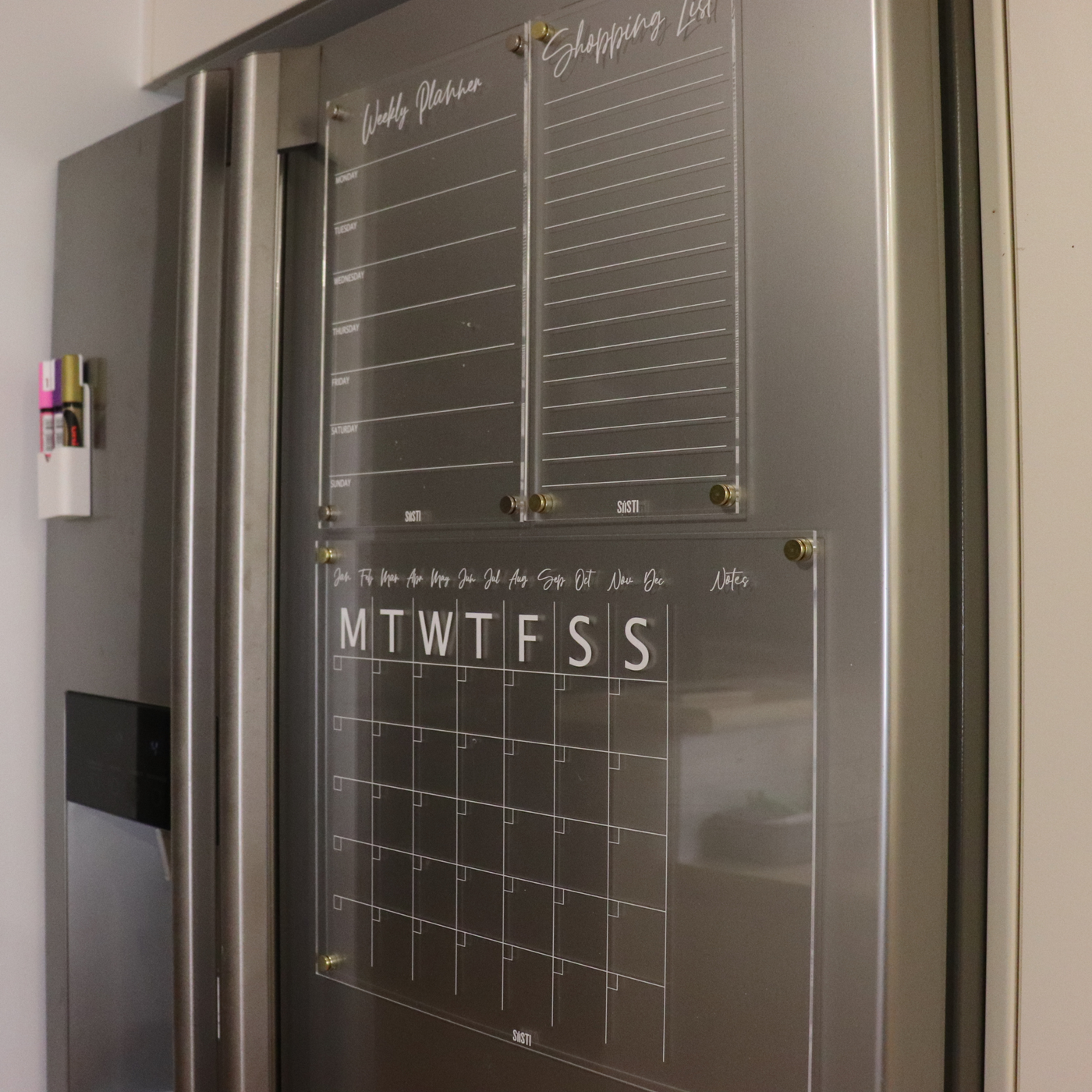 Acrylic | Magnetic | Landscape | Monthly Planner with Notes Section | CLEAR