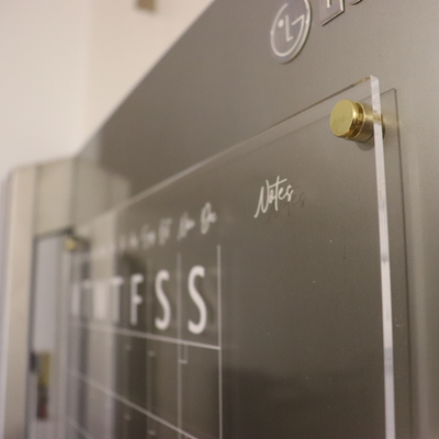 Acrylic | Magnetic | Landscape | Monthly Planner with Notes Section | CLEAR