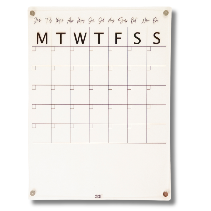 Acrylic | Magnetic | Portrait | Monthly Calendar with Notes | CLEAR