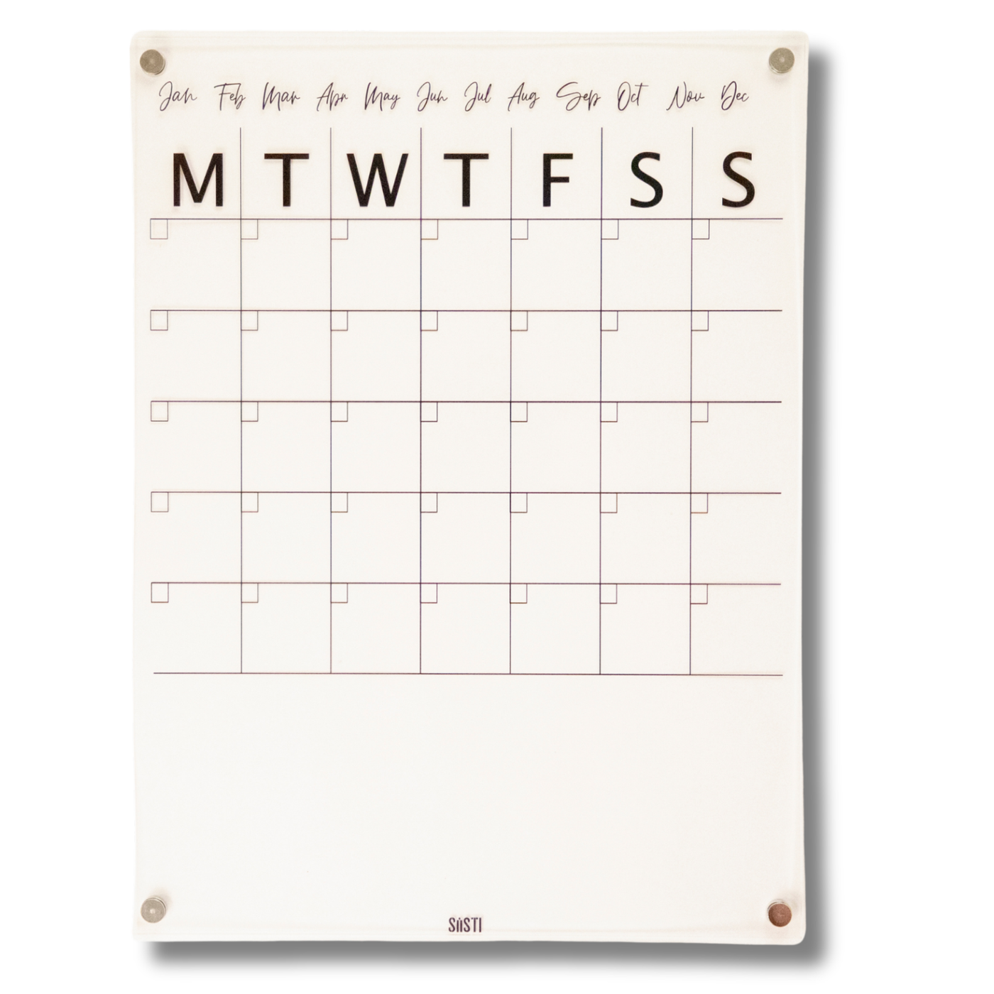 Acrylic | Magnetic | Portrait | Monthly Calendar with Notes | CLEAR