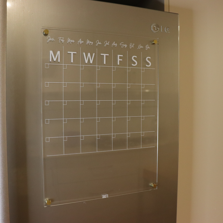 Acrylic | Magnetic | Portrait | Monthly Calendar with Notes | CLEAR