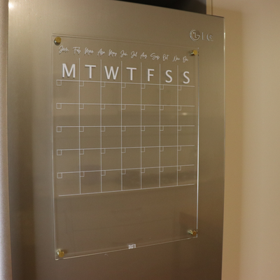 Acrylic | Magnetic | Portrait | Monthly Calendar with Notes | CLEAR