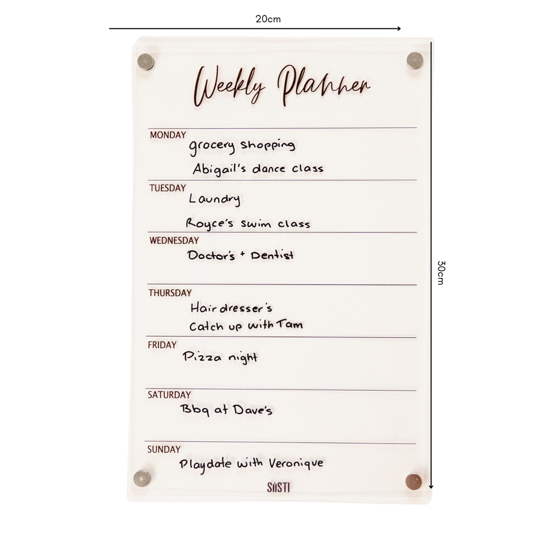 Acrylic | Magnetic | Weekly Planner | CLEAR