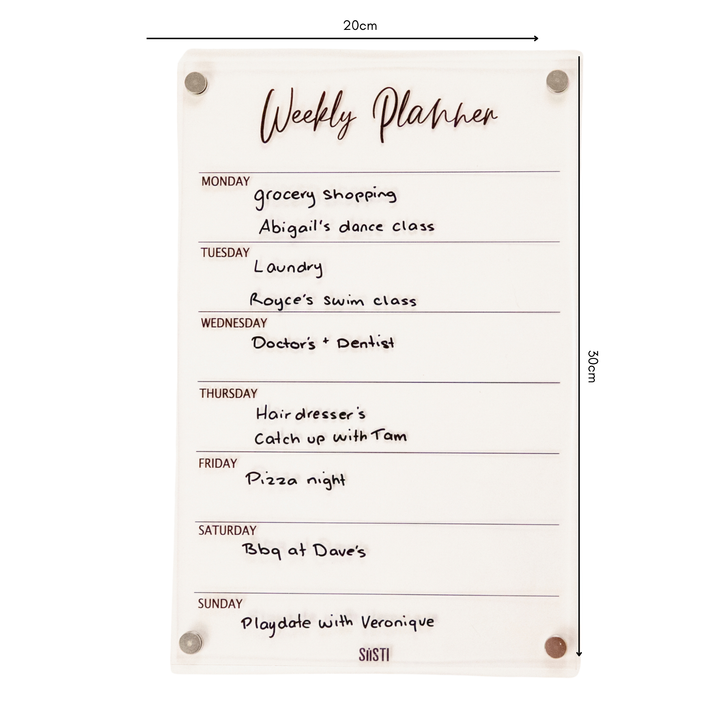 Acrylic | Magnetic | Weekly Planner | CLEAR