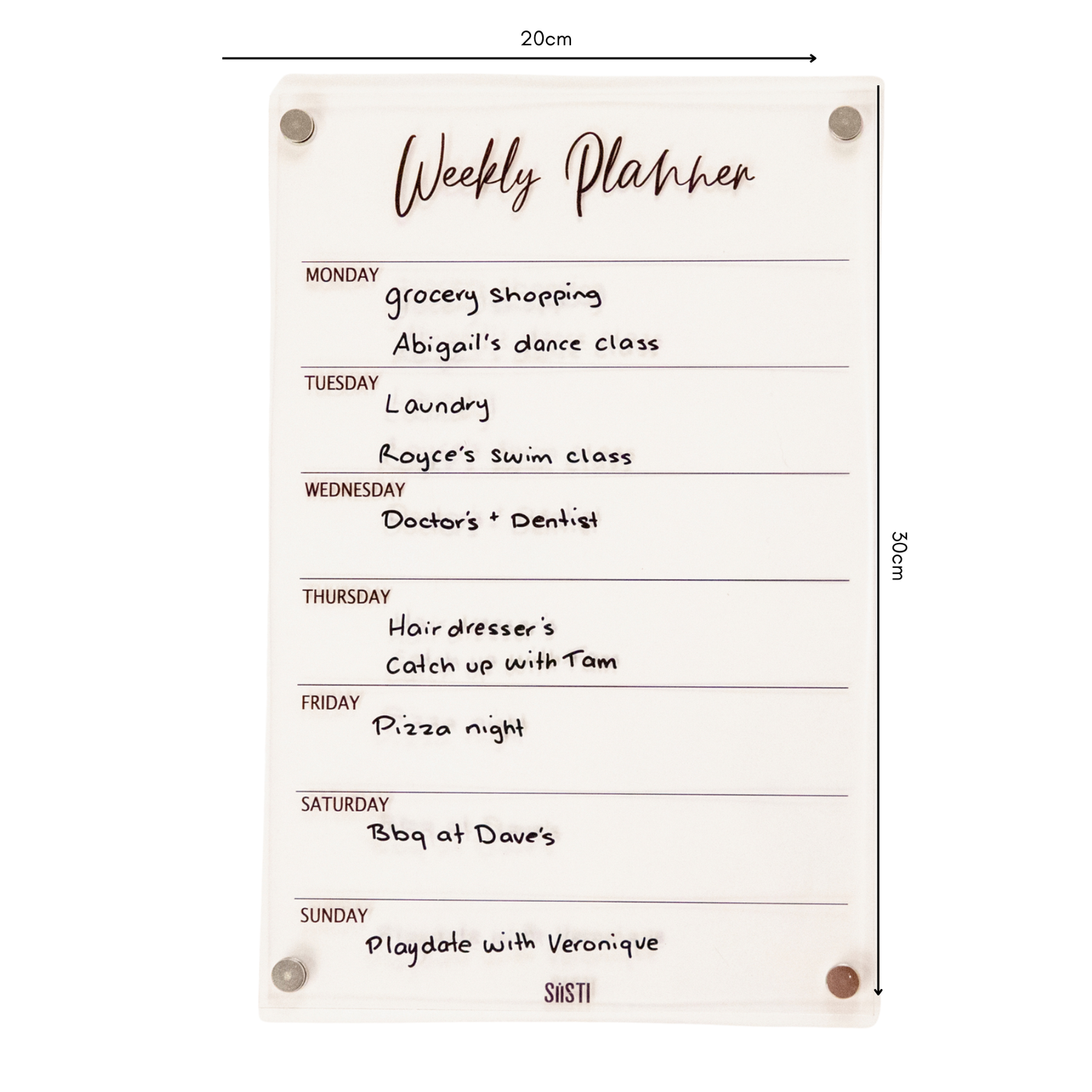 Acrylic | Magnetic | Weekly Planner | CLEAR