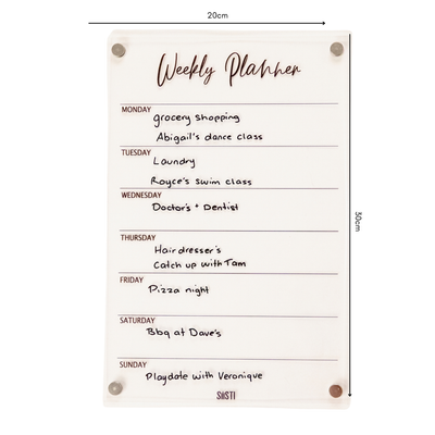 Acrylic | Magnetic | Weekly Planner | CLEAR