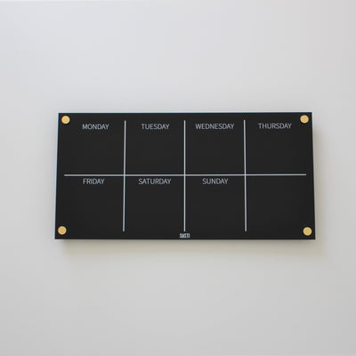 Black and white acrylic weekly wall planner