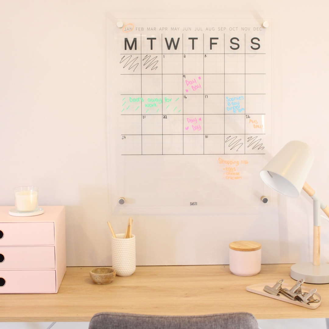 Acrylic | Monthly | Wall Planner with Notes