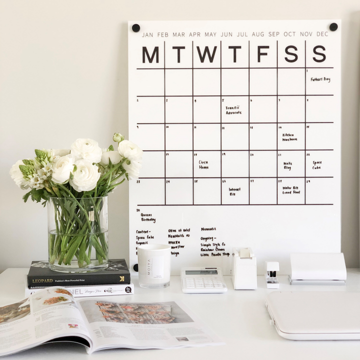 Acrylic | Monthly | Wall Planner with Notes