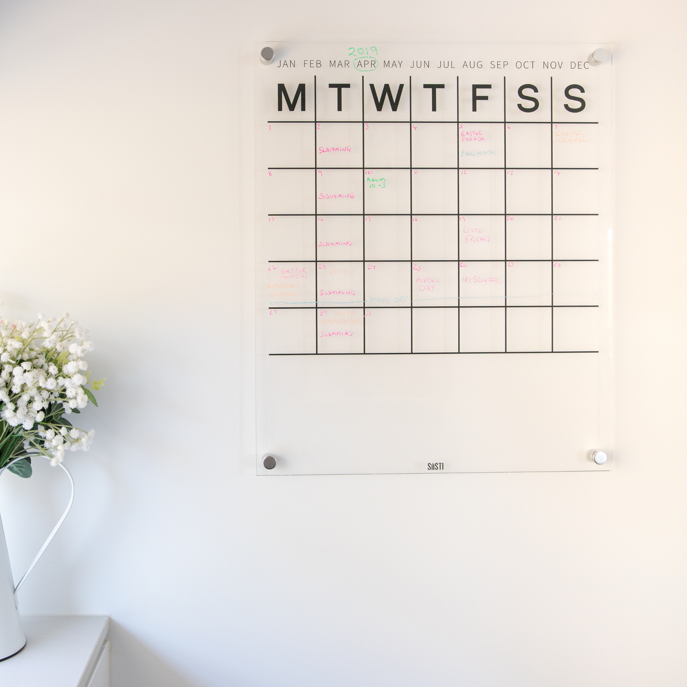 Perpetual Wall Calendar with Note Space - CLEAR