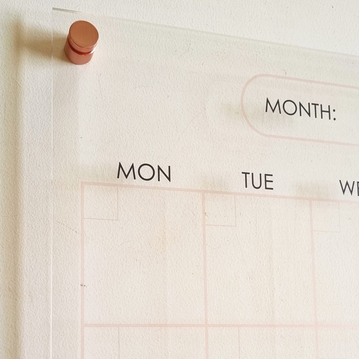 Acrylic Reusable Wall Calendar Planner in Pink Print