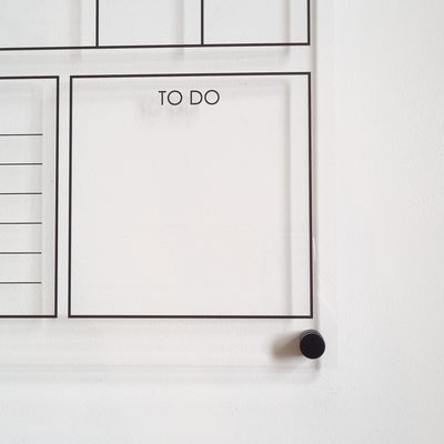 Acrylic Reusable Wall Calendar Planner in Black Print