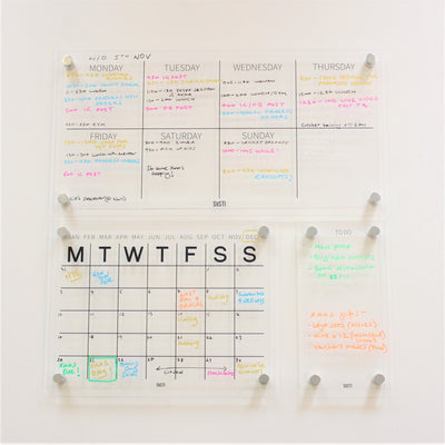 acrylic planning system with weekly wall planner