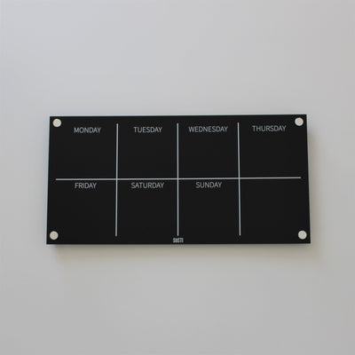 Black and white acrylic weekly wall planner