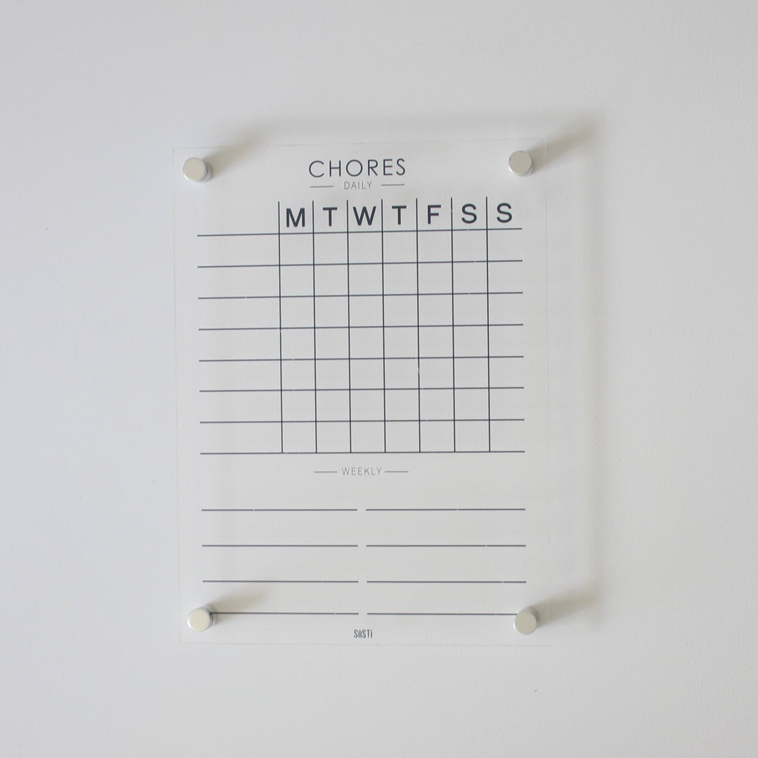 Clear acrylic weekly chore chart planner