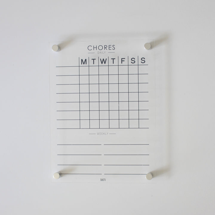 Clear acrylic weekly chore chart planner