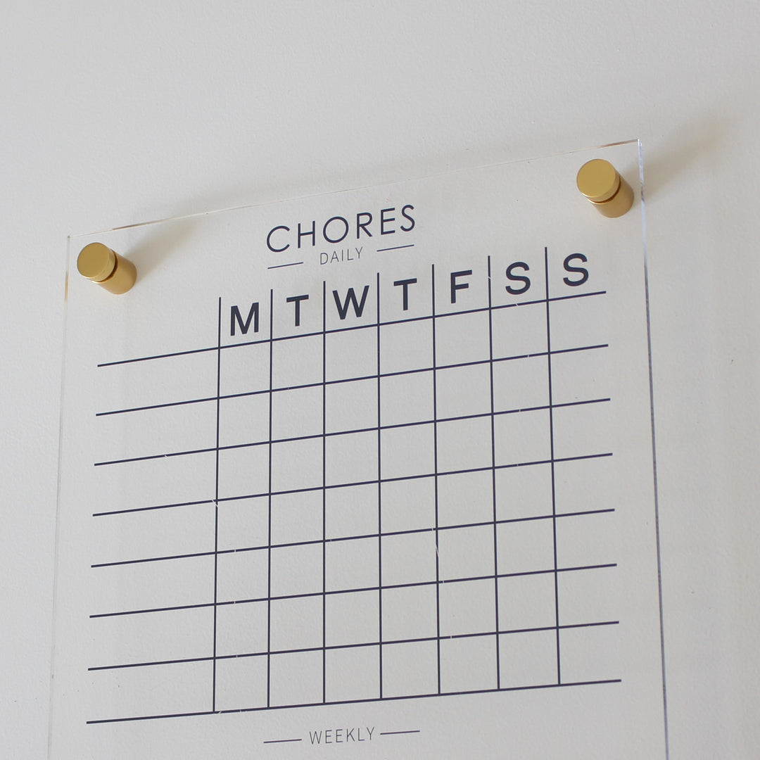 Clear acrylic weekly chore chart planner