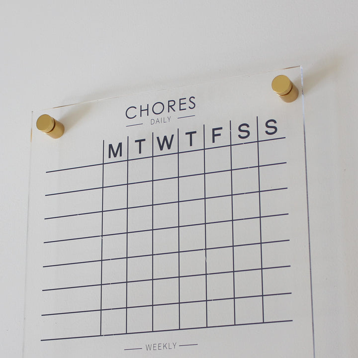 Clear acrylic weekly chore chart planner