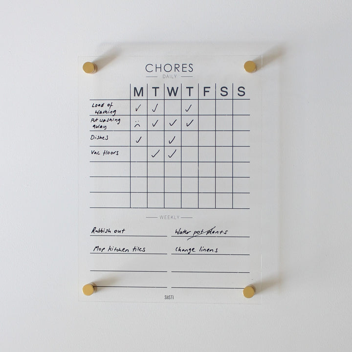 Clear acrylic weekly chore chart planner