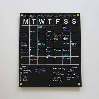 Perpetual Wall Calendar with Note Space - BLACK