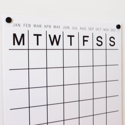Perpetual Wall Calendar with Note Space - WHITE
