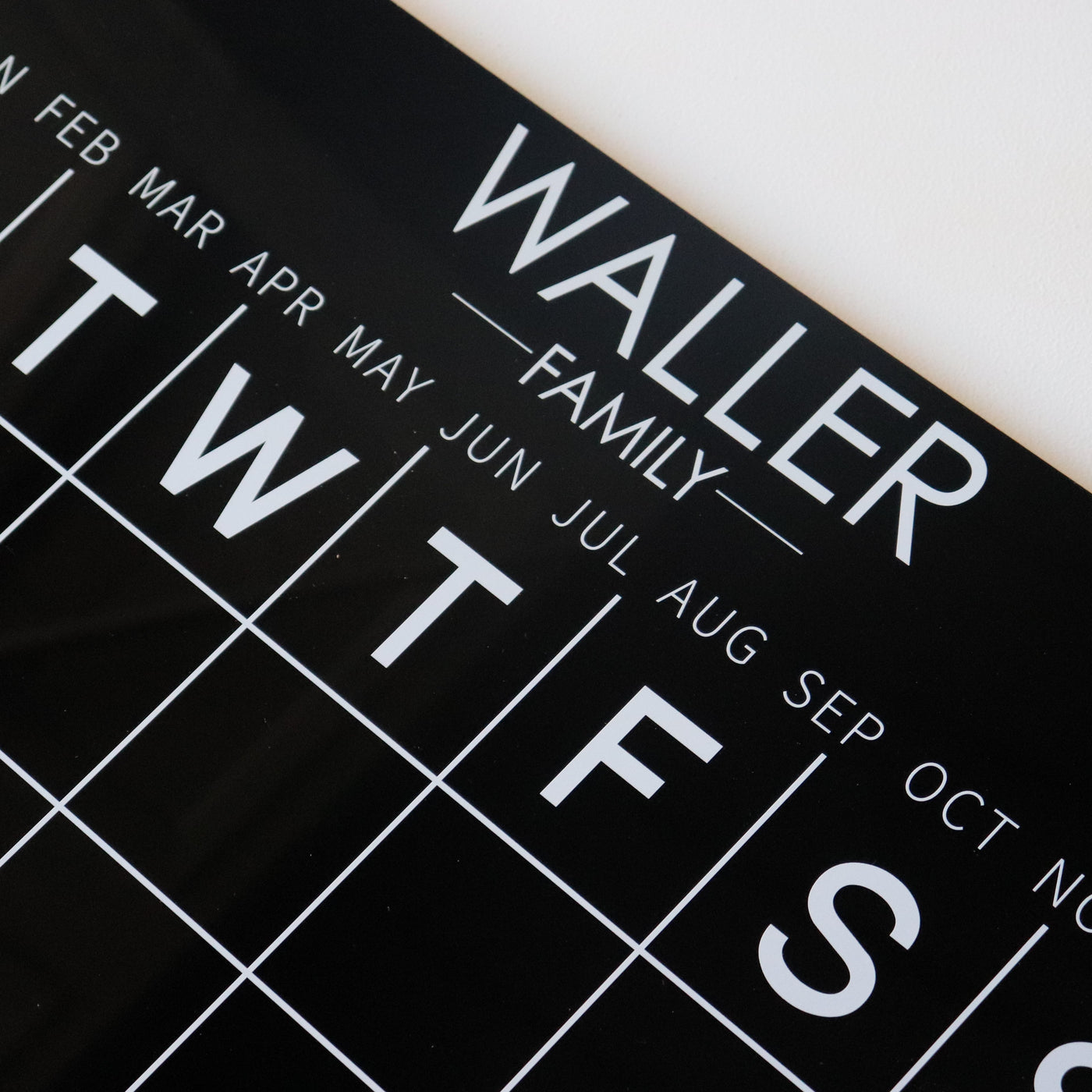 Personalised Wall Calendar: BLACK