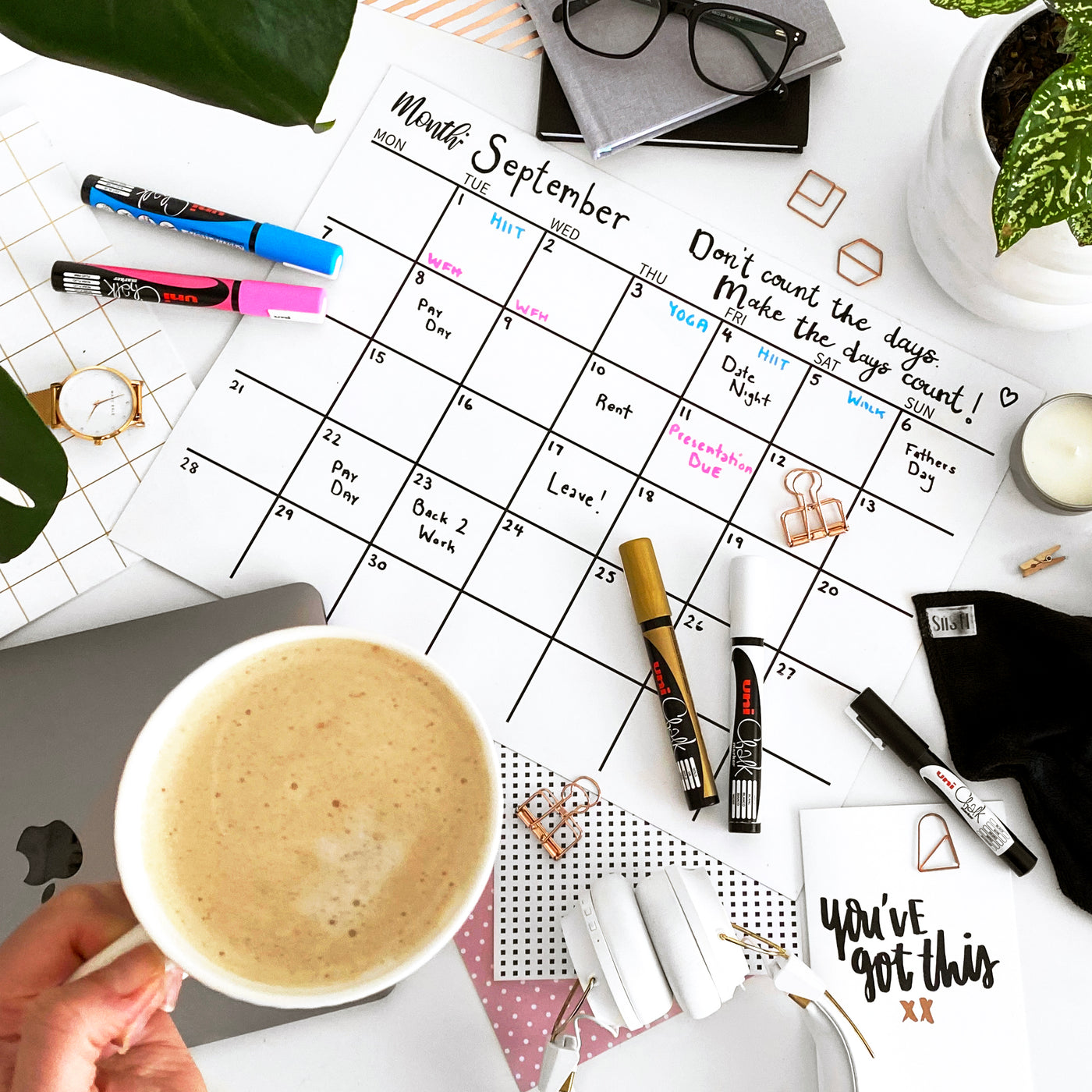 Siisti Magnetic Fridge Planner - Monthly Calendar Planner on desk